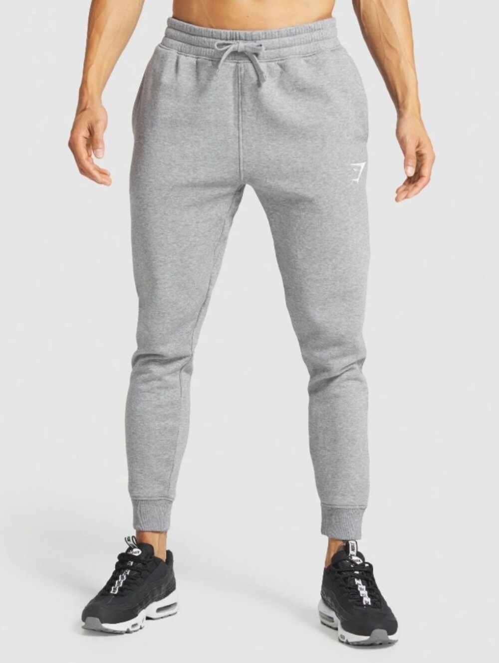 Gymshark Mens Crest Joggers Gray Marl Size L Sweatpants Workout Lounge